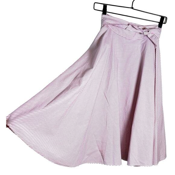 Beams Boy Women’s A Line Striped Flare Wrap Skirt Pink/White Size S/M - Picture 4 of 8
